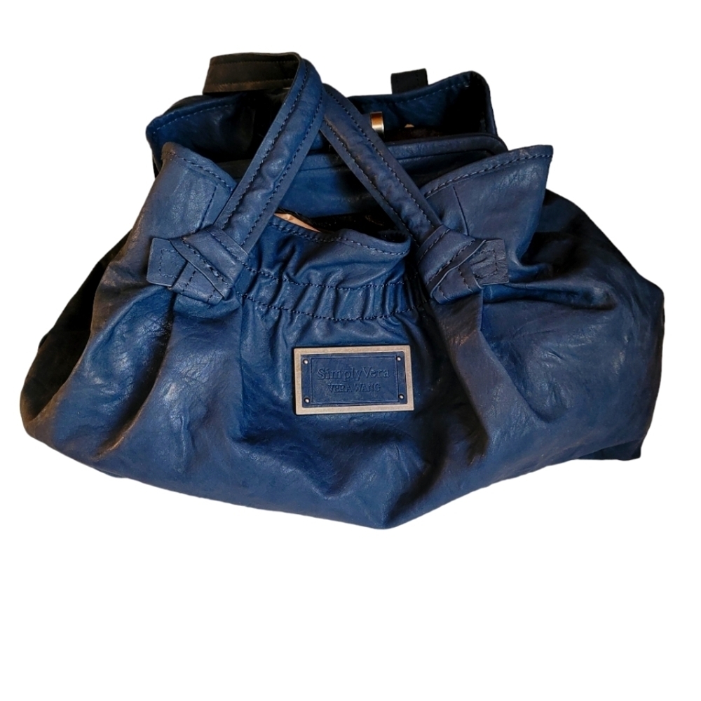 Simply Vera Vera Wang Blue Tote Purse Bag 17.5" x 11"
